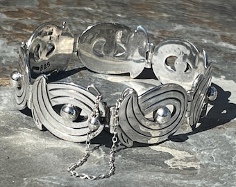 Vintage Mexico Sterling Crossover Link Bracelet 7 3/8 Inches - Etsy