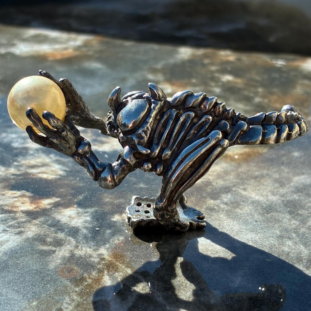 Large Vintage Unique Sterling Sci Fi Alien Reptile Ring Heavy Silver ...