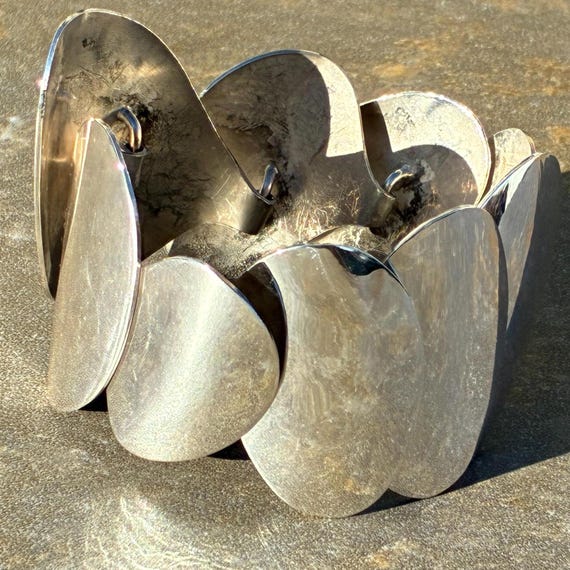 Vintage Modern Wide Sterling Unique Oval Link Mod… - image 7