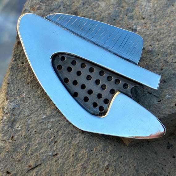 Frank Miraglia Vintage Sterling Geometric Midcentury Modernist Brooch
