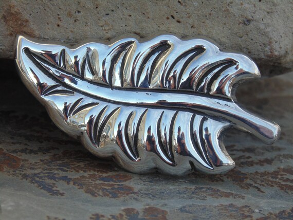 Coro ~ Vintage Mexican Silver Leaf Brooch / Pin D… - image 1