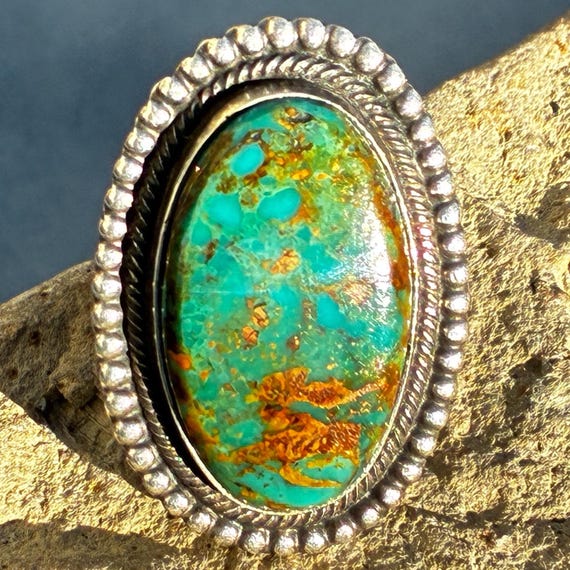 Rick Martinez Vintage Navajo Oval Turquoise and Sterl… - Gem