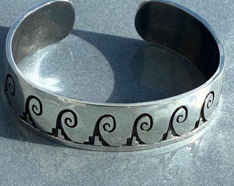 Gene Pooyouma Vintage Hopi Big Waves Vintage Sterling Silver