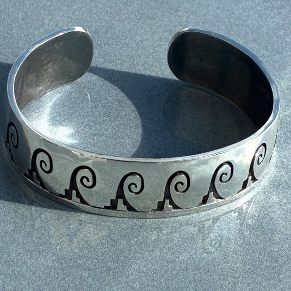 Gene Pooyouma Vintage Hopi Big Waves Vintage Sterling Silver