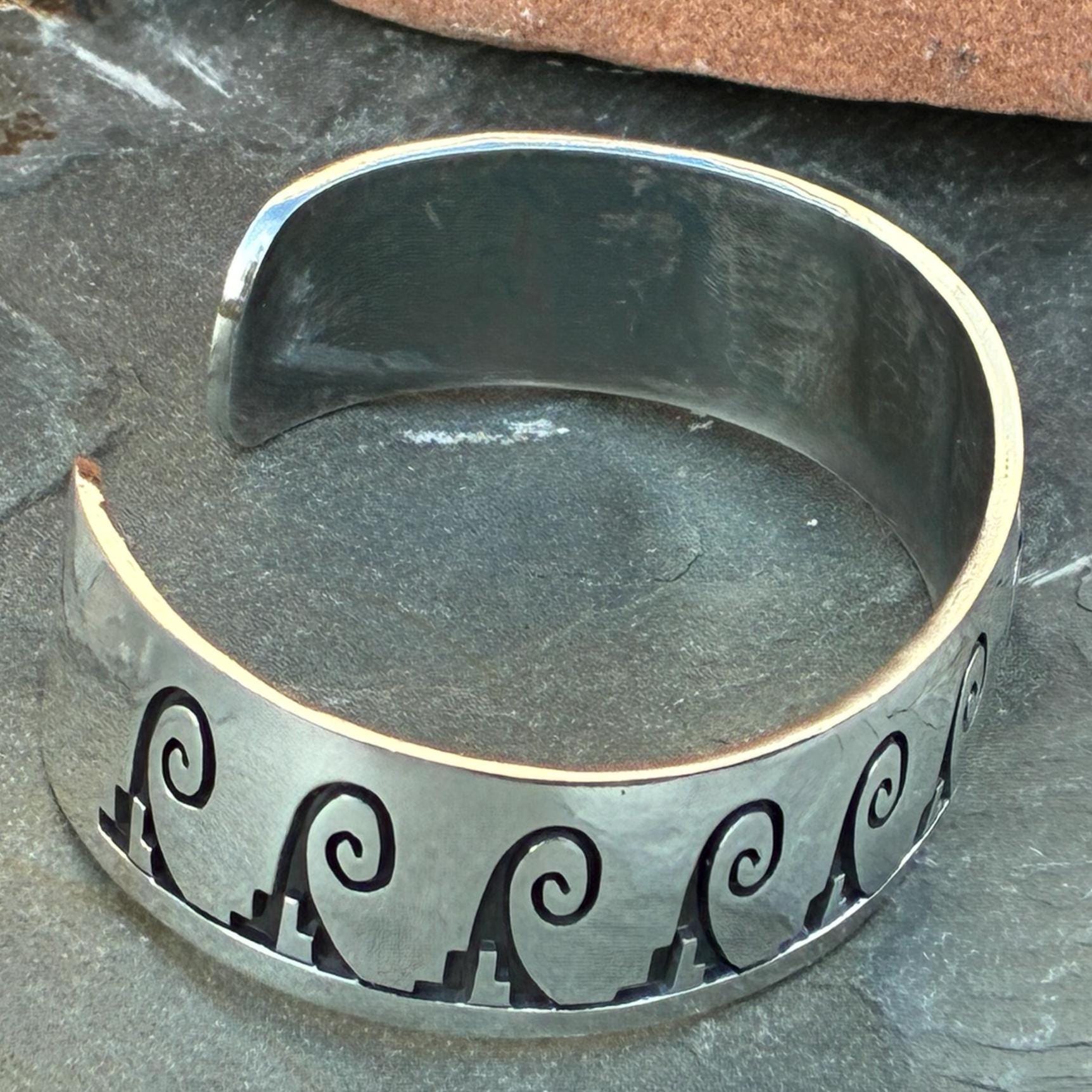 Gene Pooyouma Vintage Hopi Big Waves Vintage Sterling Silver