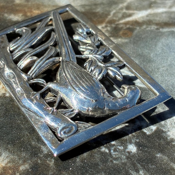 Coro Midcentury Sterling Rectangular Pheasant Bro… - image 5