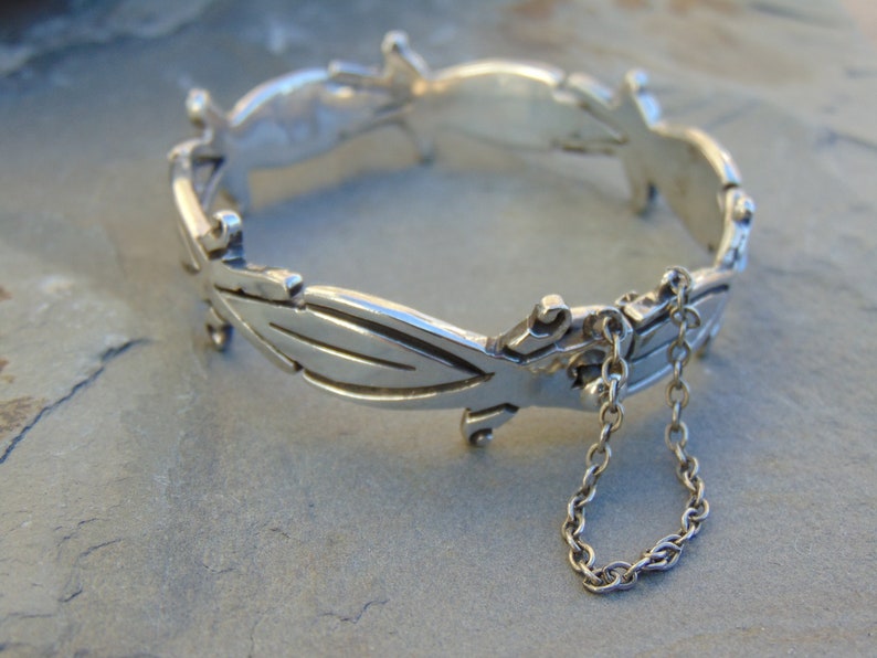 J N Jacobo Taxco Sterling Silver Pointed Link Bracelet image 1