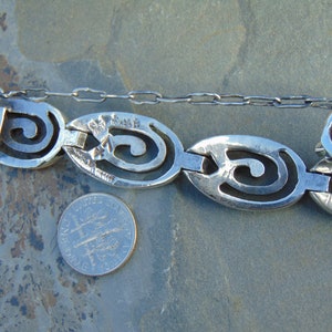 Los Ballesteros Vintage Taxco Sterling Silver Spiral Scarab Link Bracelet image 9