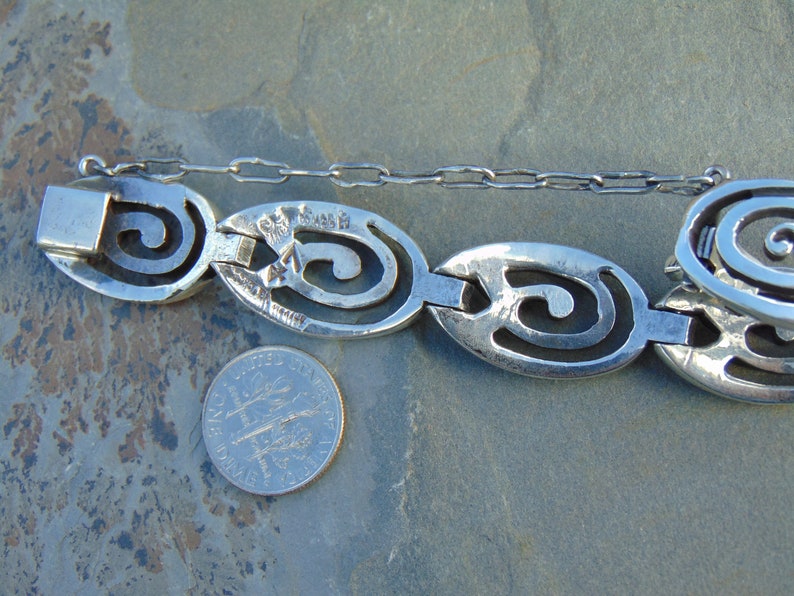 Los Ballesteros Vintage Taxco Sterling Silver Spiral Scarab Link Bracelet image 9
