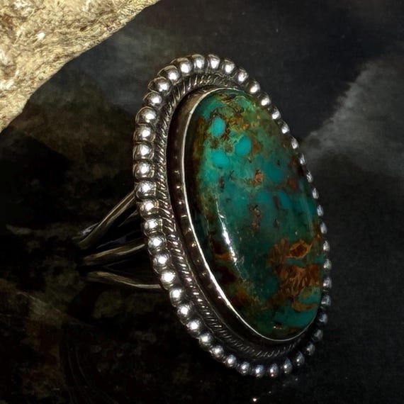Rick Martinez Vintage Navajo Oval Turquoise and Sterl… - Gem