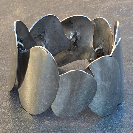 Vintage Modern Wide Sterling Unique Oval Link Mod… - image 6