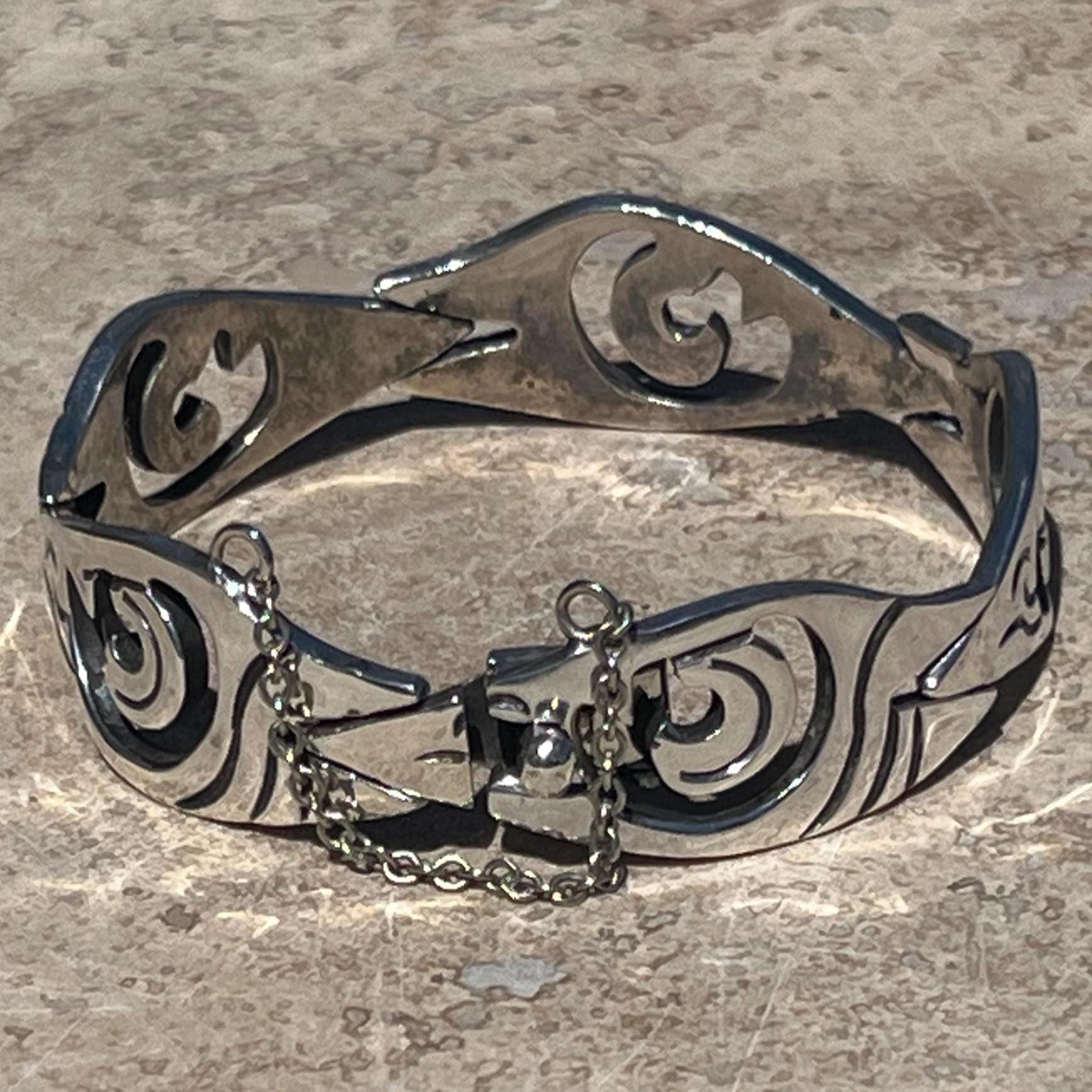 Serafin Moctezuma ~ Vintage Mexico Sterling Silver Wide Link
