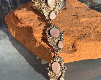 Harry B Yazzie Vintage Navajo Sterling and Pink Mother of Pearl