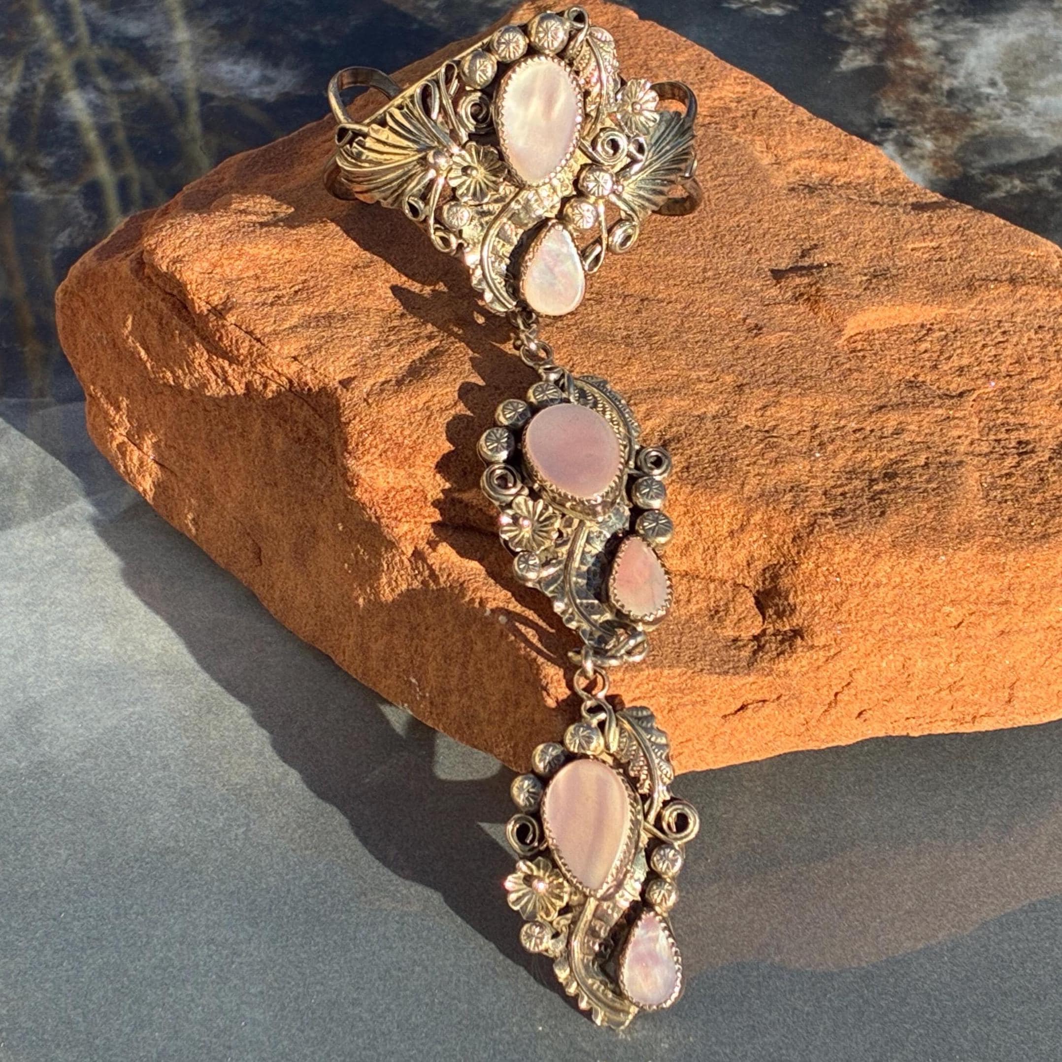 Harry B Yazzie Vintage Navajo Sterling and Pink Mother of Pearl