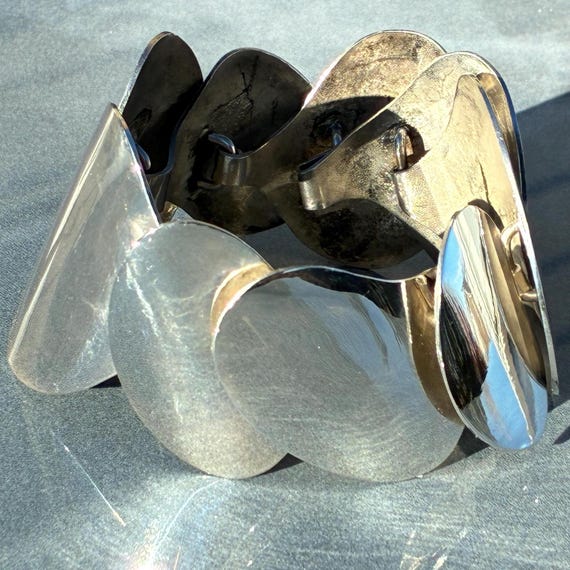Vintage Modern Wide Sterling Unique Oval Link Mod… - image 1