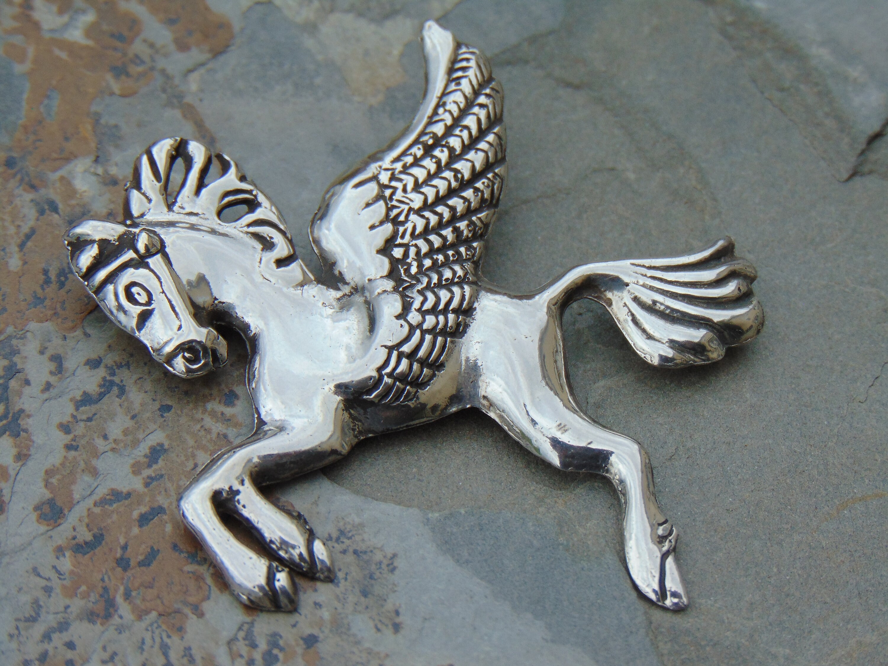 Vintage Sterling Silver Pegasus Flying Horse Pin / Broche Etsy