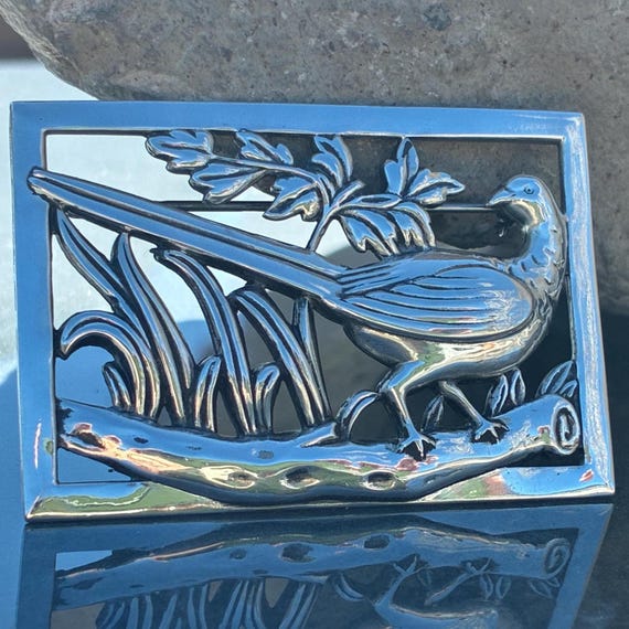 Coro Midcentury Sterling Rectangular Pheasant Bro… - image 8