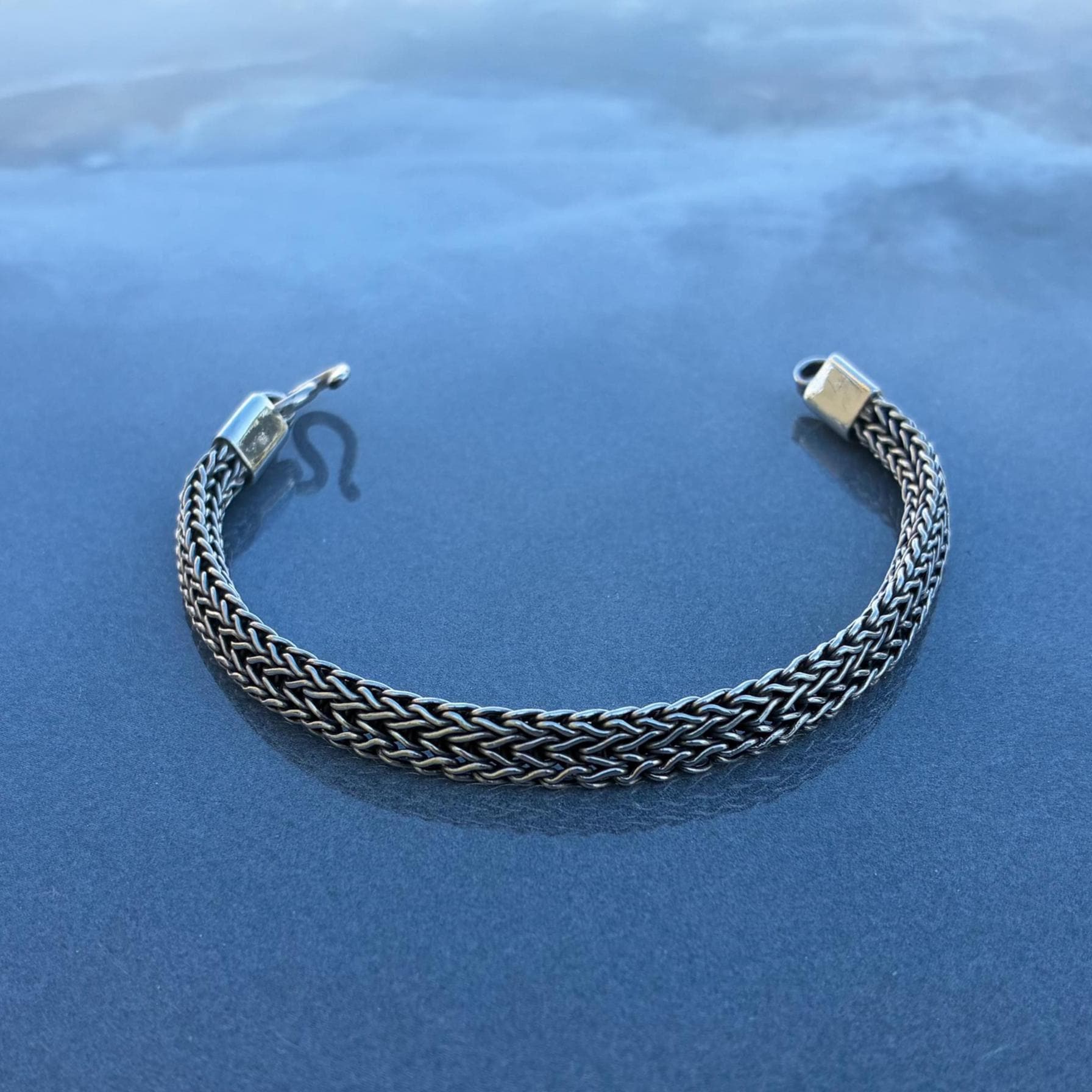 厚手の編み込みスターリングメッシュセブン7インチヴィンテージ