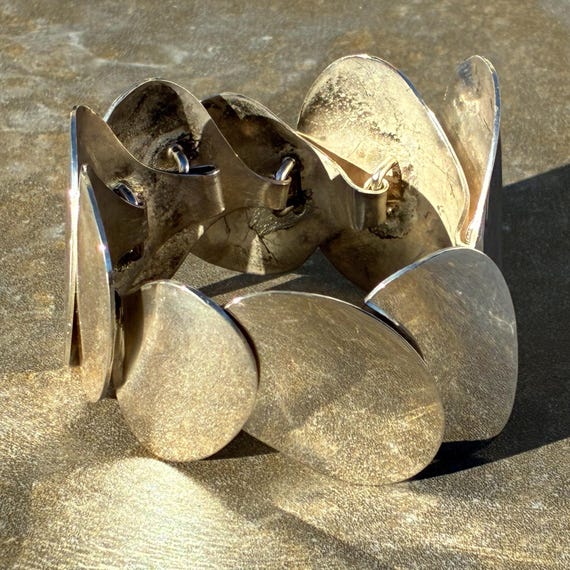 Vintage Modern Wide Sterling Unique Oval Link Mod… - image 8