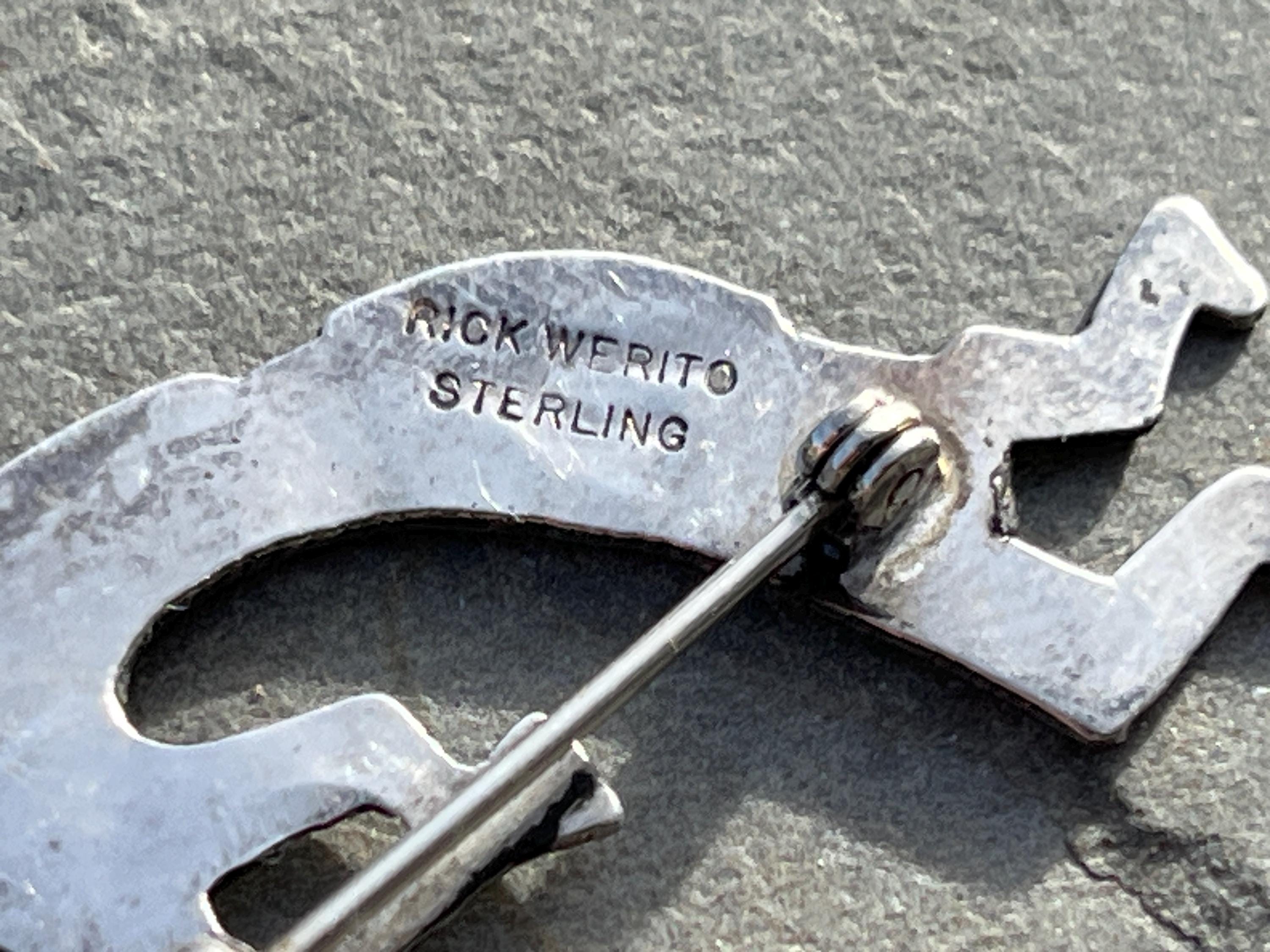 Rick Werito ~ Vintage Navajo Sterling Silver Kokopelli Brooch
