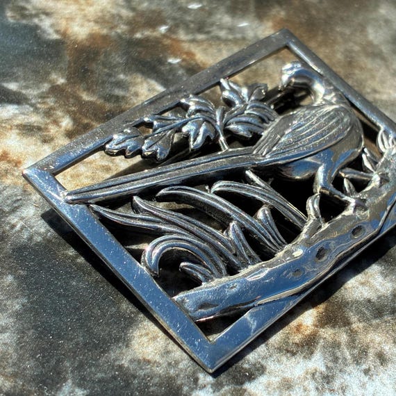 Coro Midcentury Sterling Rectangular Pheasant Bro… - image 6