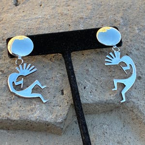 Vintage Southwest Sterling Kokopelli Dangle Post-oorbellen