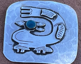 Vintage Peruvian Sterling Silver Chinchilla Brooch: Pre Columbian Pin
