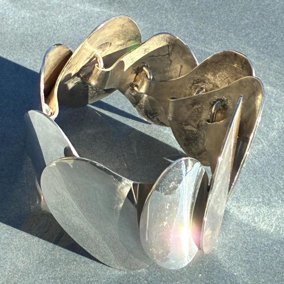 Vintage Modern Wide Sterling Unique Oval Link Mod… - image 3