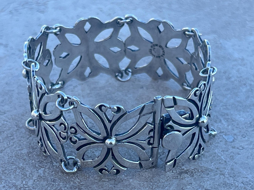 J. Flores ~ Vintage Midcentury Taxco Sterling Silver Wide