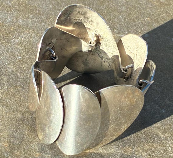 Vintage Modern Wide Sterling Unique Oval Link Mod… - image 5