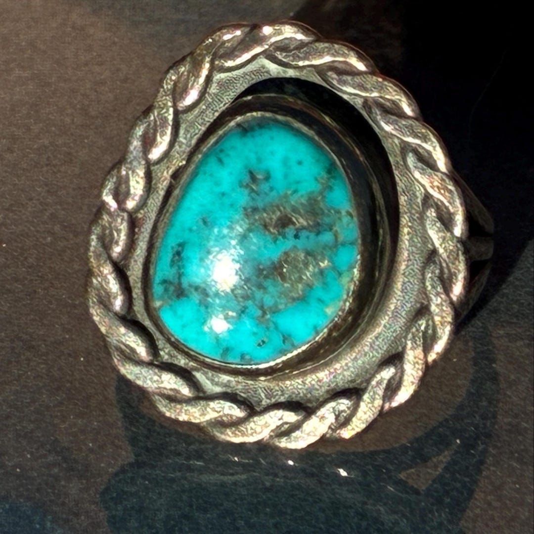 Vintage Native American Turquoise and Sterling Ring Size 6 - Etsy