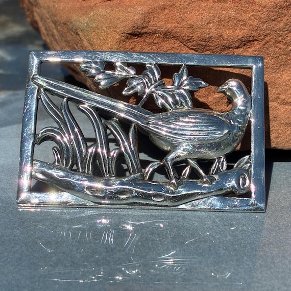 Coro Midcentury Sterling Rectangular Pheasant Bro… - image 11
