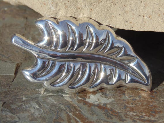 Coro ~ Vintage Mexican Silver Leaf Brooch / Pin D… - image 2