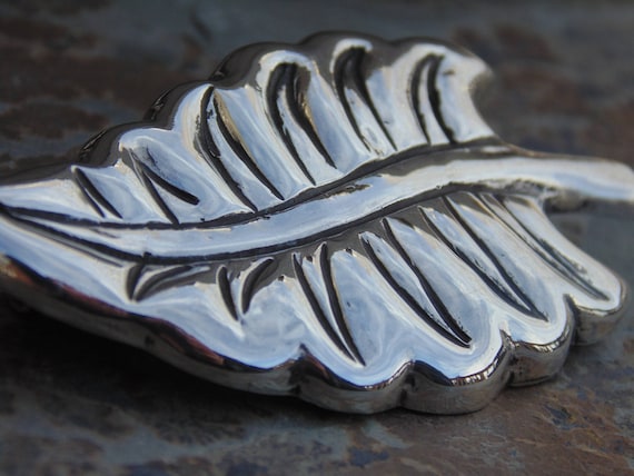 Coro ~ Vintage Mexican Silver Leaf Brooch / Pin D… - image 5