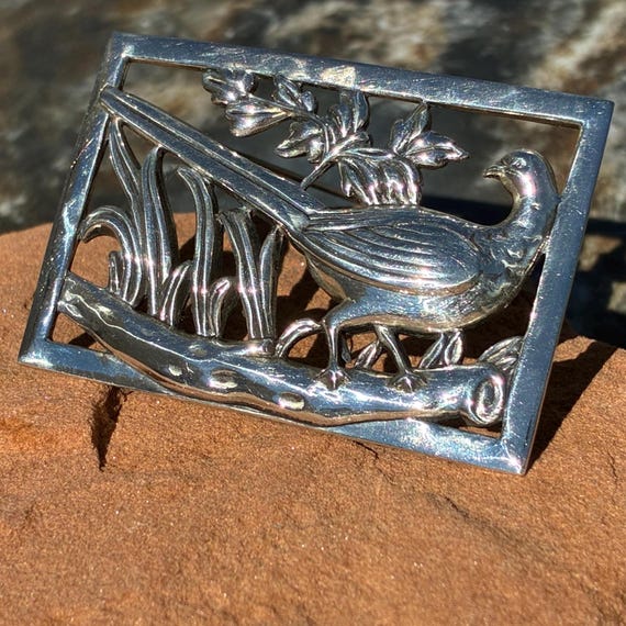 Coro Midcentury Sterling Rectangular Pheasant Bro… - image 7