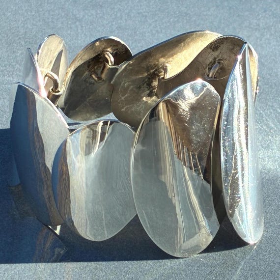 Vintage Modern Wide Sterling Unique Oval Link Mod… - image 2