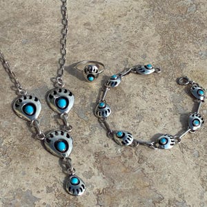 専用ヴィンテージ NAVAJO Ella Peter ターコイズ ネックレス Ella Peter Vintage Navajo Sterling and Turquoise Bear Claw