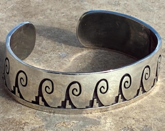 Manuel Hoyungwa ~ Vintage Hopi Sterling Silver Kokopelli Overlay