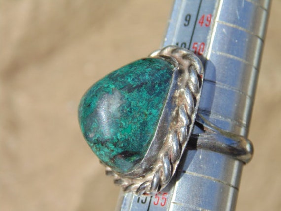 Southwestern Sterling Silver and Green Chrysocoll… - image 3
