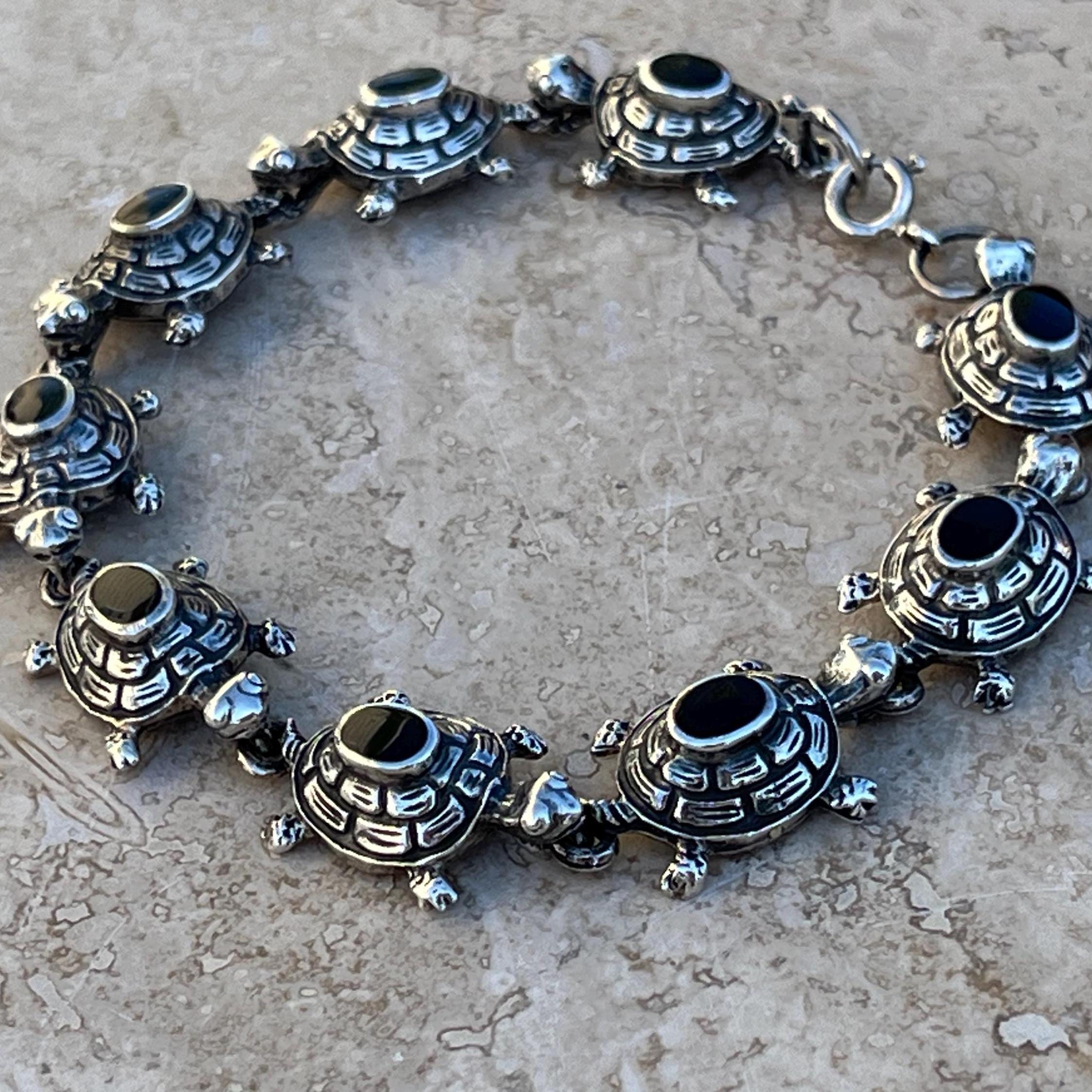 Bracelet Vintage En Argent - Maillons Tortue - Estampillé LA TRIBU - Bijou Ancien 1938