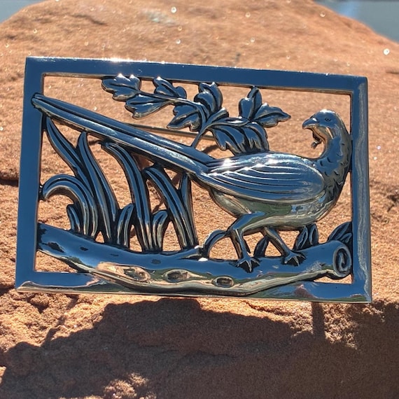Coro Midcentury Sterling Rectangular Pheasant Bro… - image 10