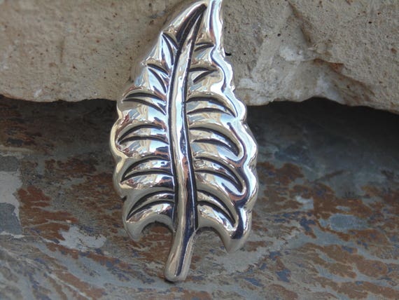 Coro ~ Vintage Mexican Silver Leaf Brooch / Pin D… - image 4
