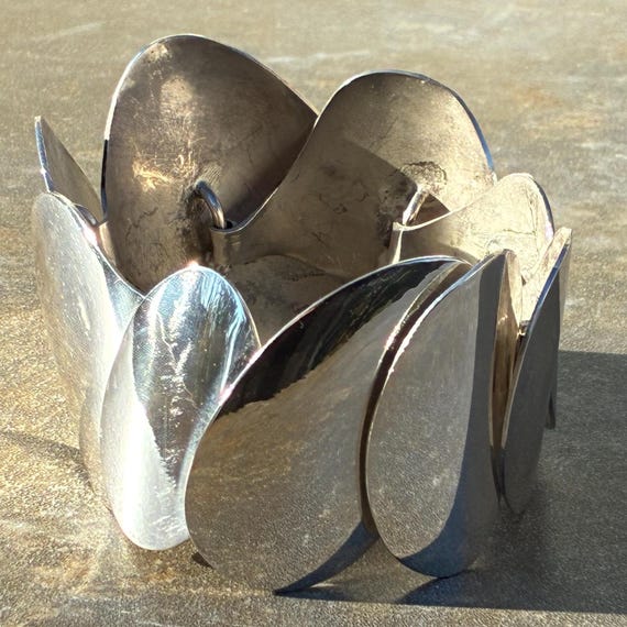 Vintage Modern Wide Sterling Unique Oval Link Mod… - image 9