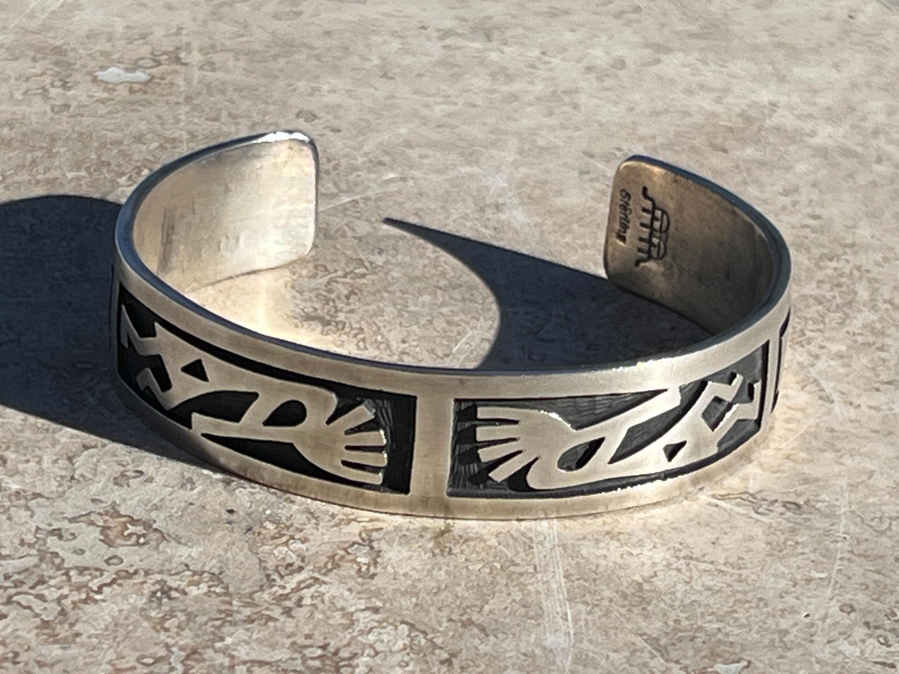 Manuel Hoyungwa ~ Vintage Hopi Sterling Silver Kokopelli Overlay