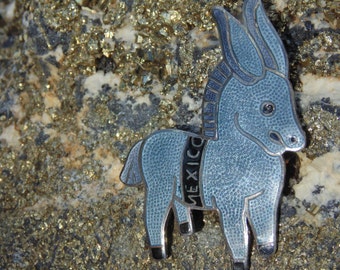 Margot De Taxco ~ Sterling Silver and Enamel Donkey / Burro Brooch / Pin