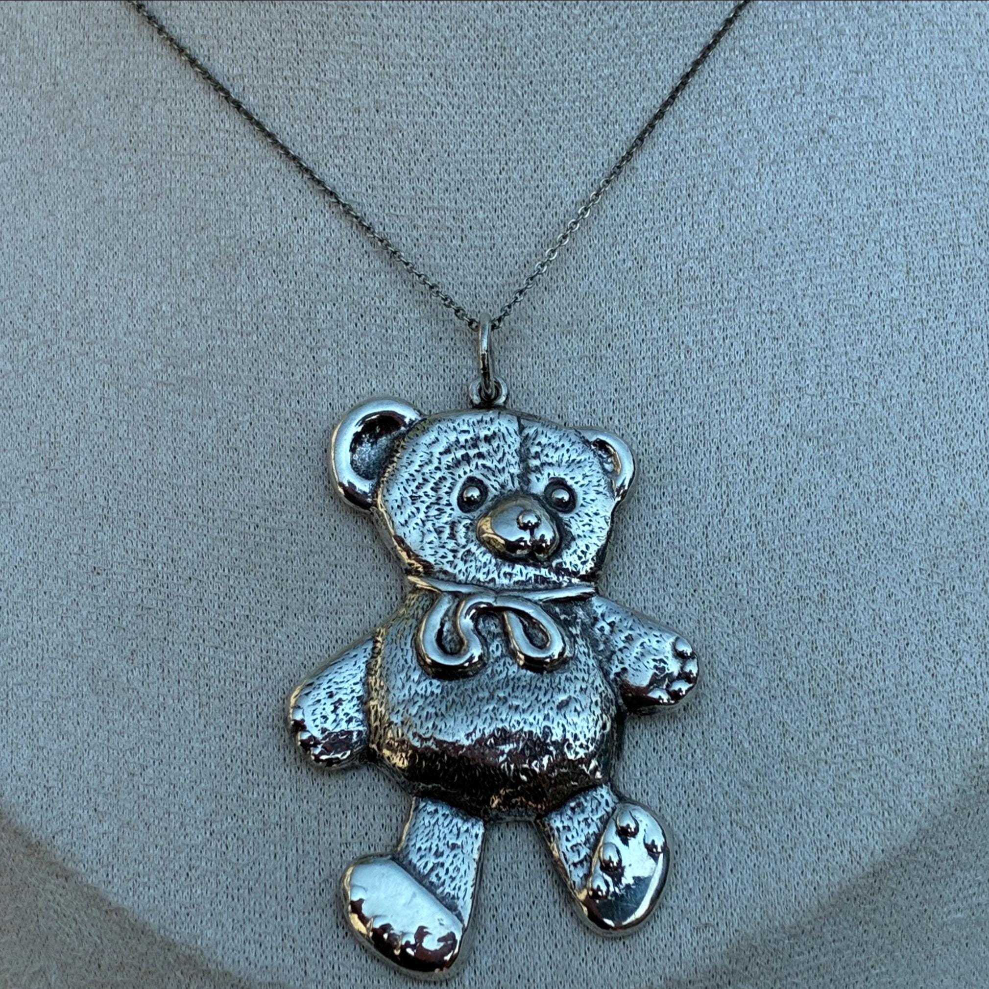 ヴィンテージ スターリングシルバー パフィーテディベアペンダント