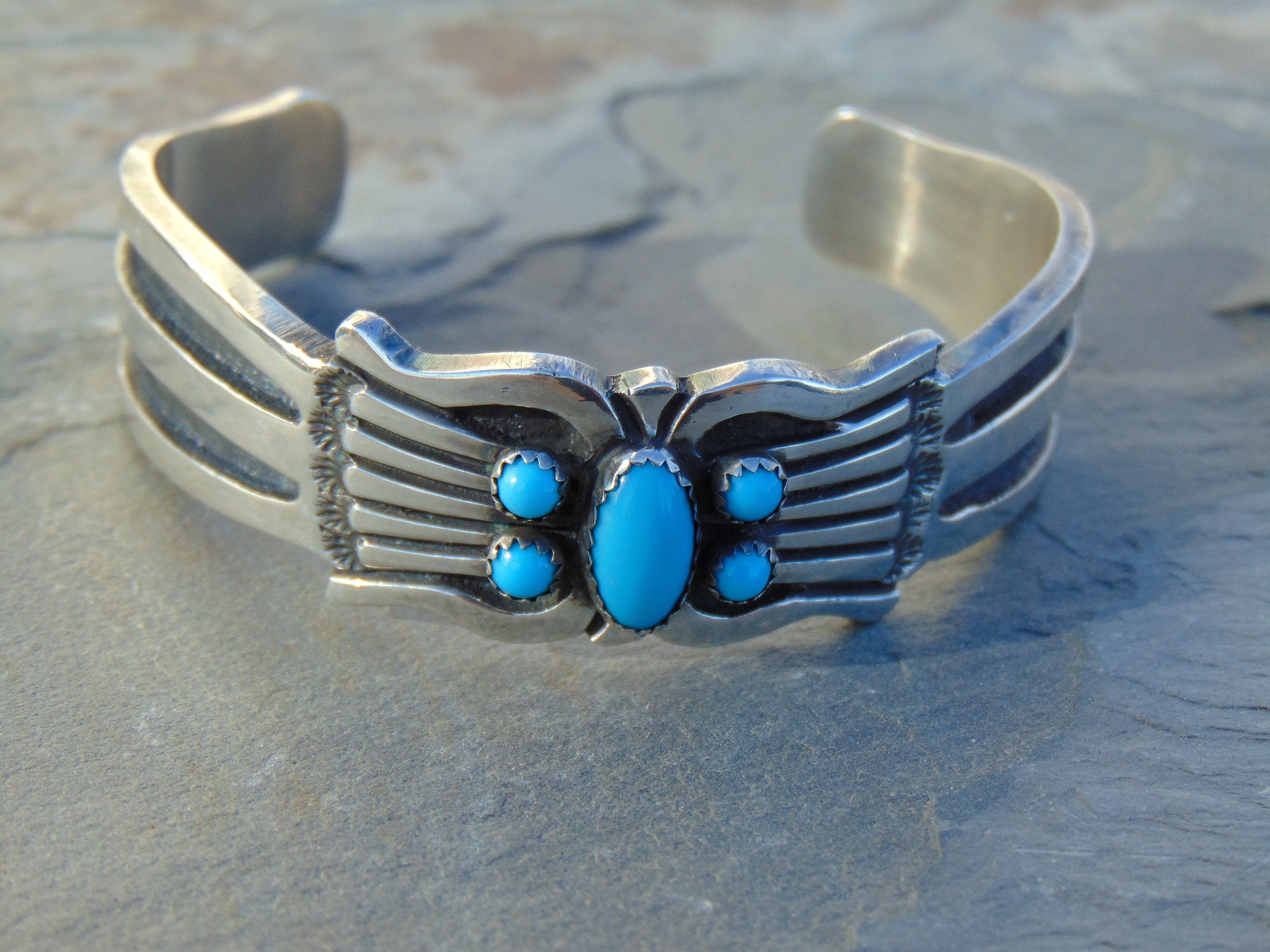 Rick Martinez ~ Navajo Sterling Silver and Turquoise Cuff Rick Martinez ~ Navajo Sterling Silver and Turquoise Cuff