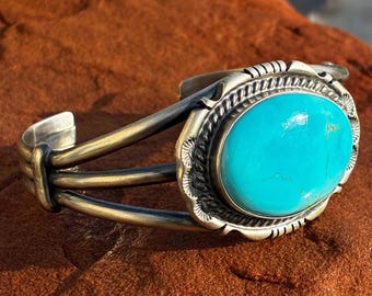 Ella Peter Vintage Navajo Sterling and Turquoise Bear Claw