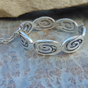 Los Ballesteros Vintage Taxco Sterling Silver Spiral Scarab Link Bracelet image 6