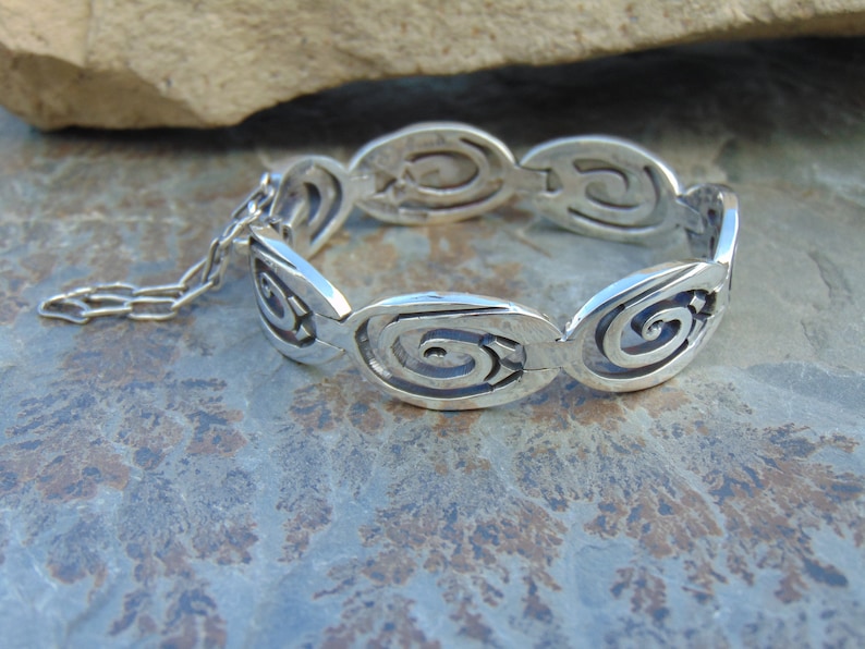 Los Ballesteros Vintage Taxco Sterling Silver Spiral Scarab Link Bracelet image 6